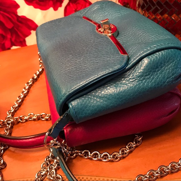 Vintage Coach Leather Crossbody BAG in TEAL - Picture 6 of 8